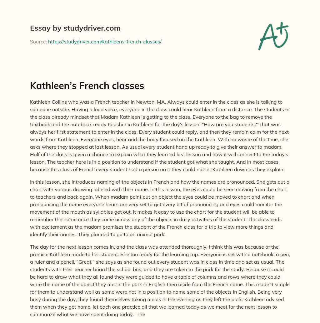 Kathleen’s French Classes essay
