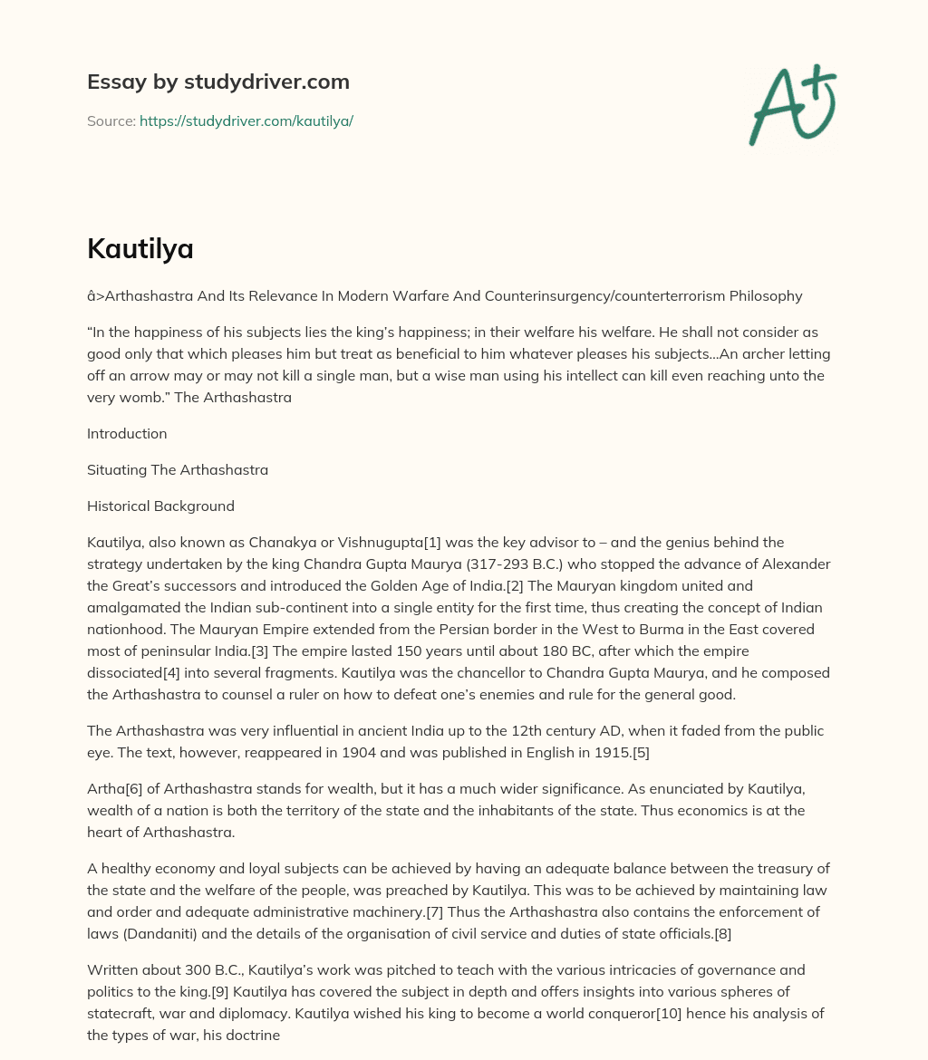 Kautilya essay