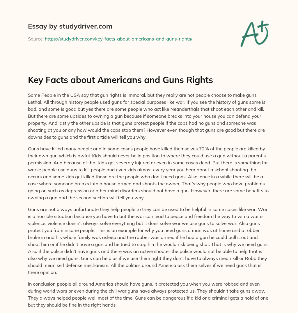 Key Facts about Americans and Guns Rights essay