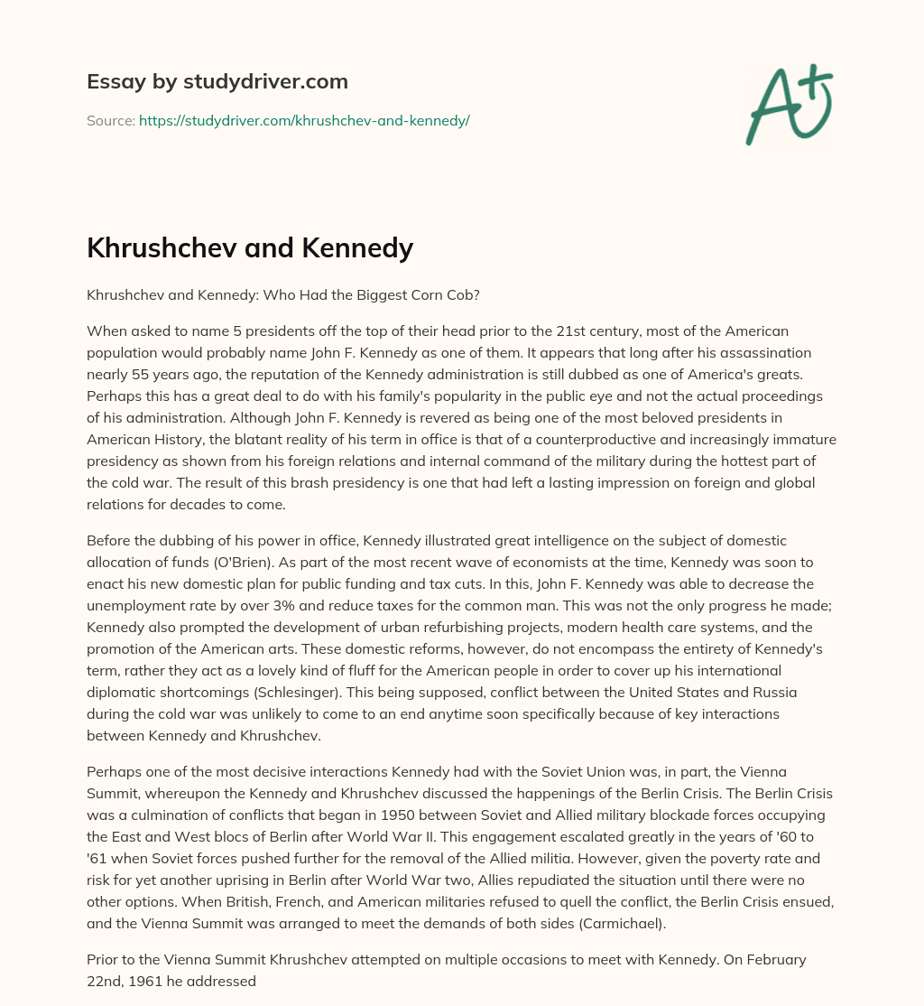 Khrushchev and Kennedy essay