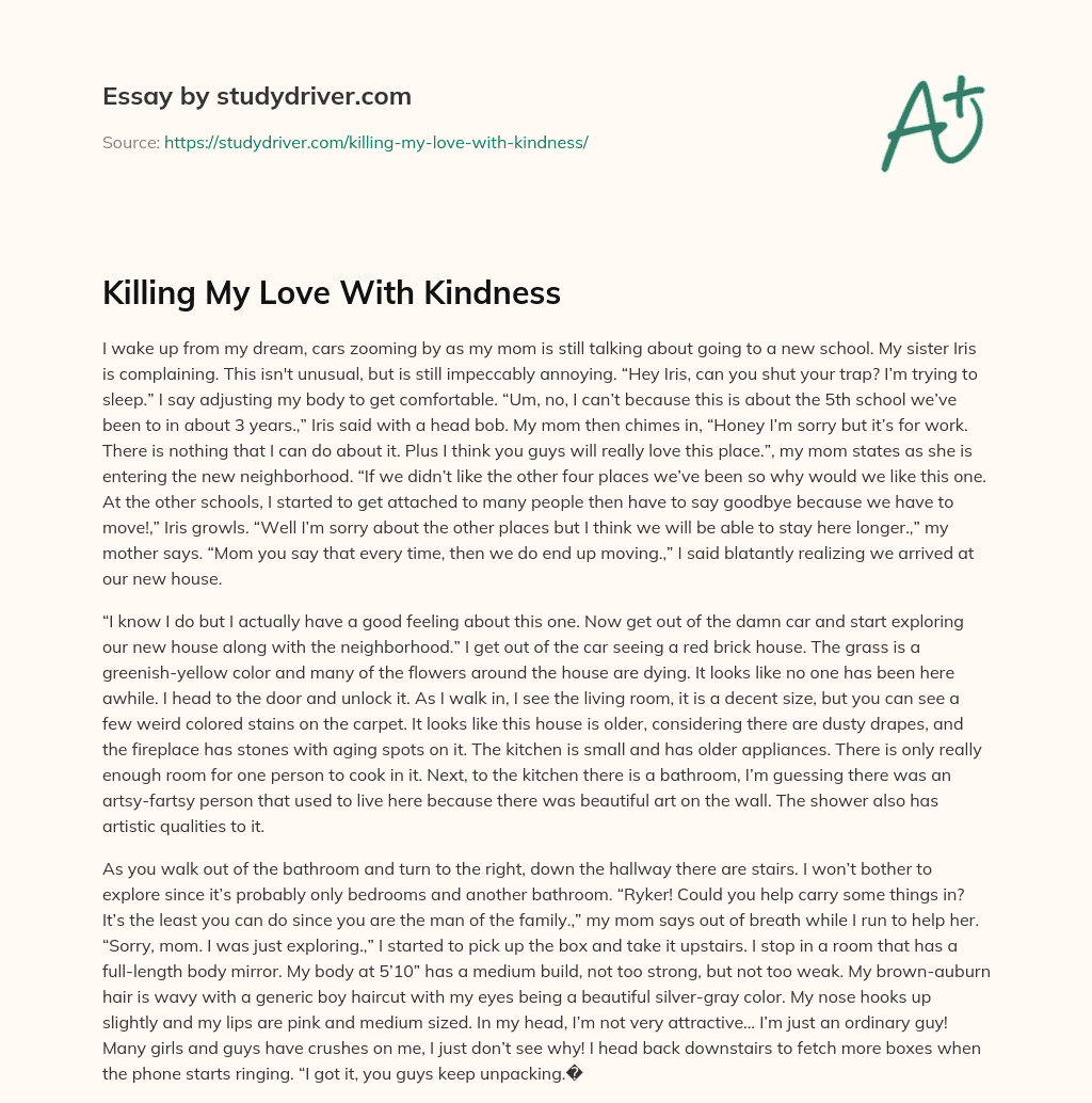 Killing my Love with Kindness essay