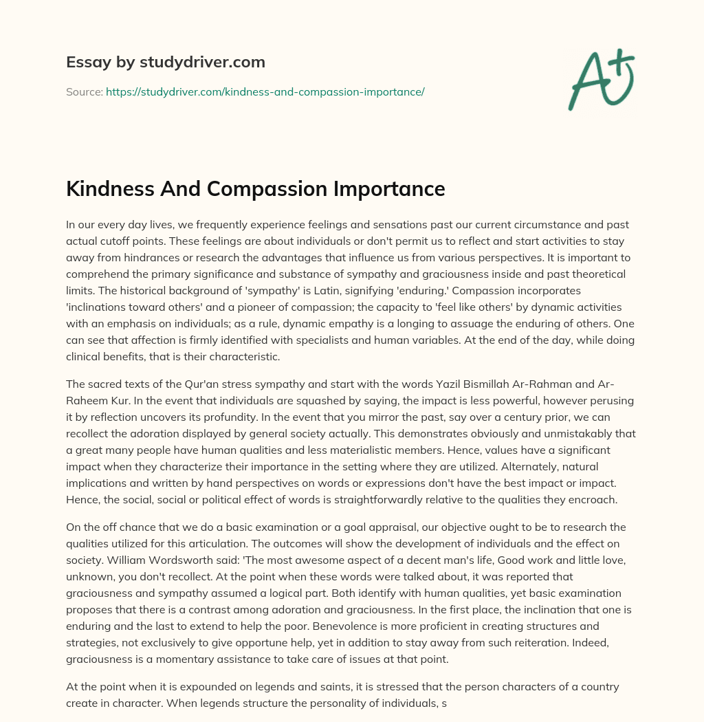 Kindness and Compassion Importance essay