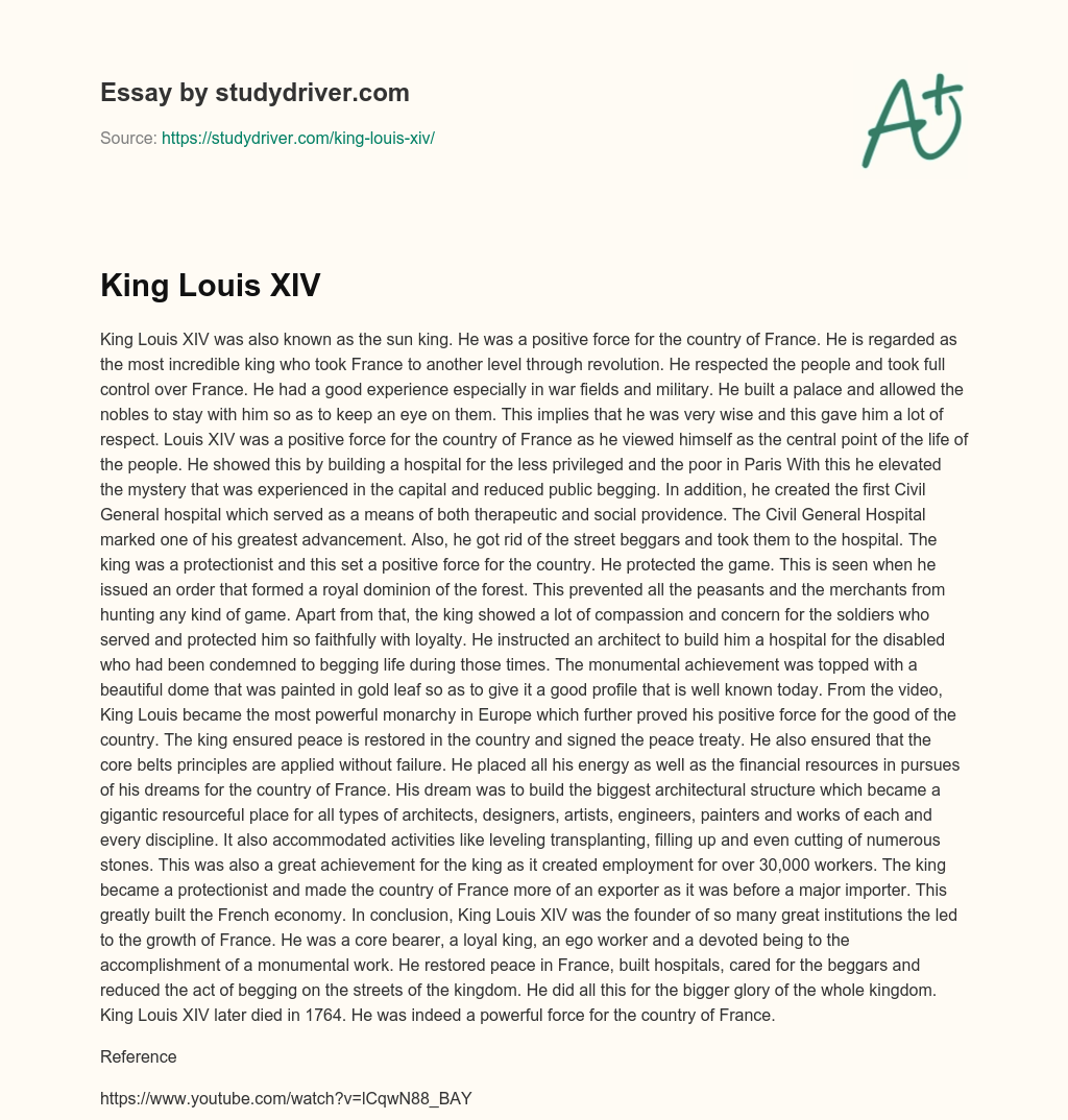 King Louis XIV essay
