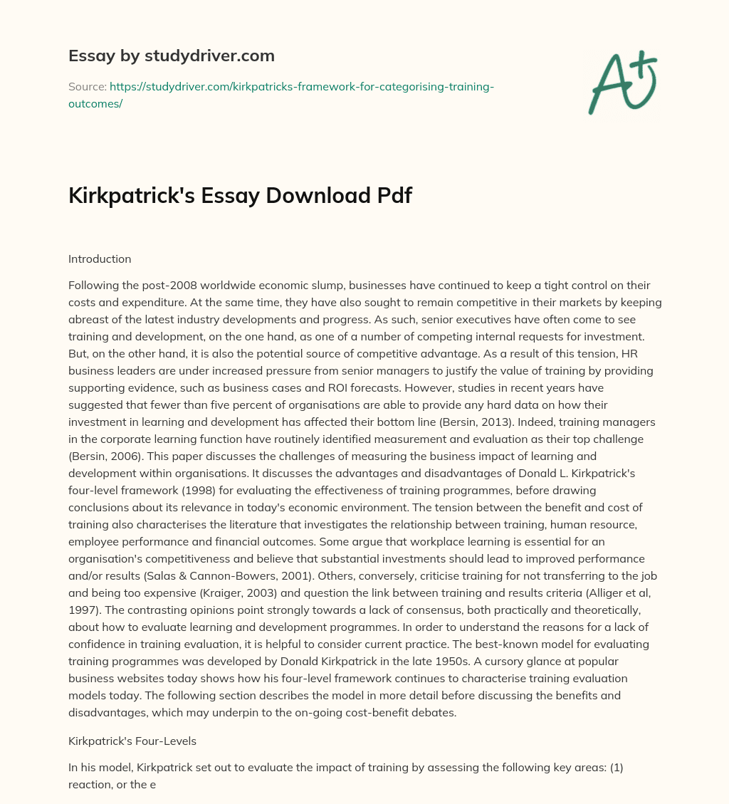 Kirkpatrick’s Essay Download Pdf essay