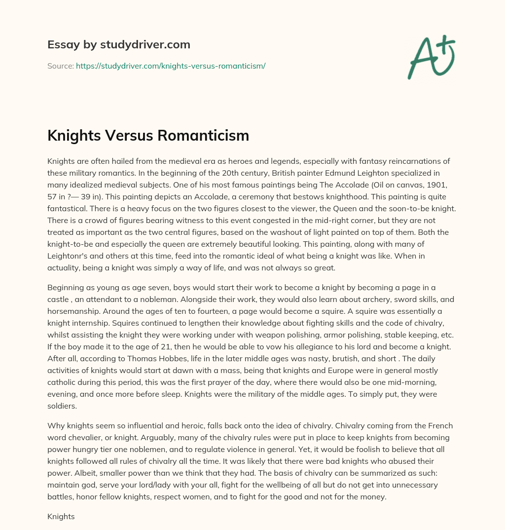 Knights Versus Romanticism essay