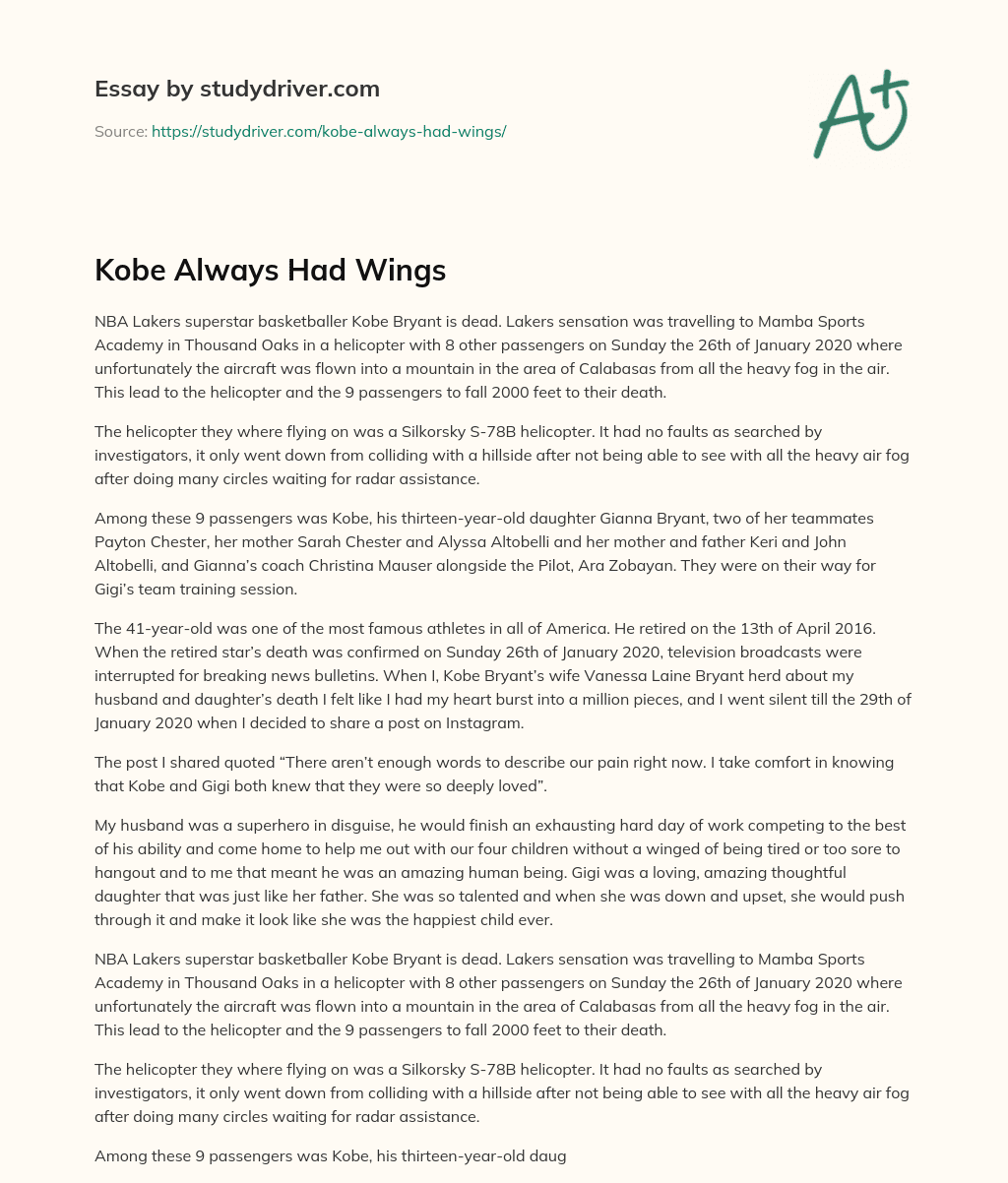 Kobe Always had Wings essay