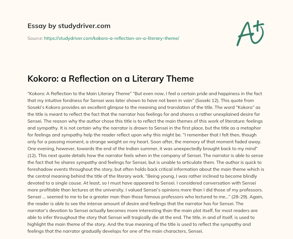 Kokoro: a Reflection on a Literary Theme essay
