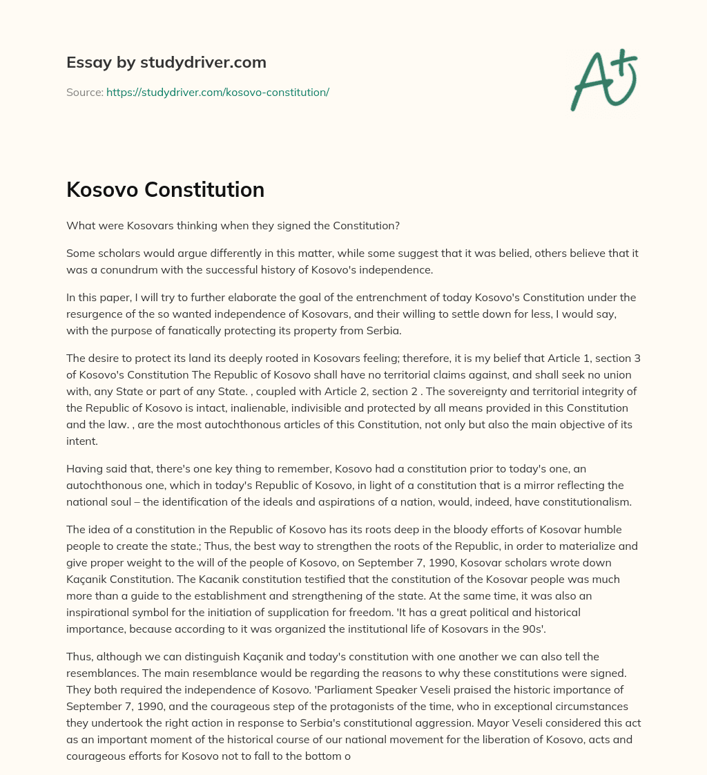Kosovo Constitution essay