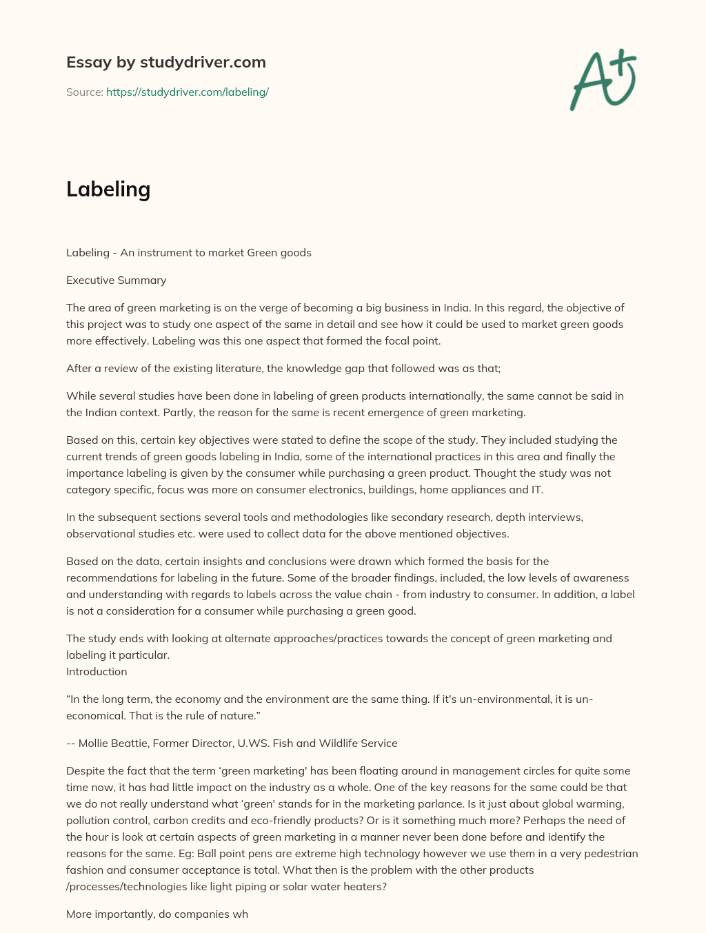 Labeling essay
