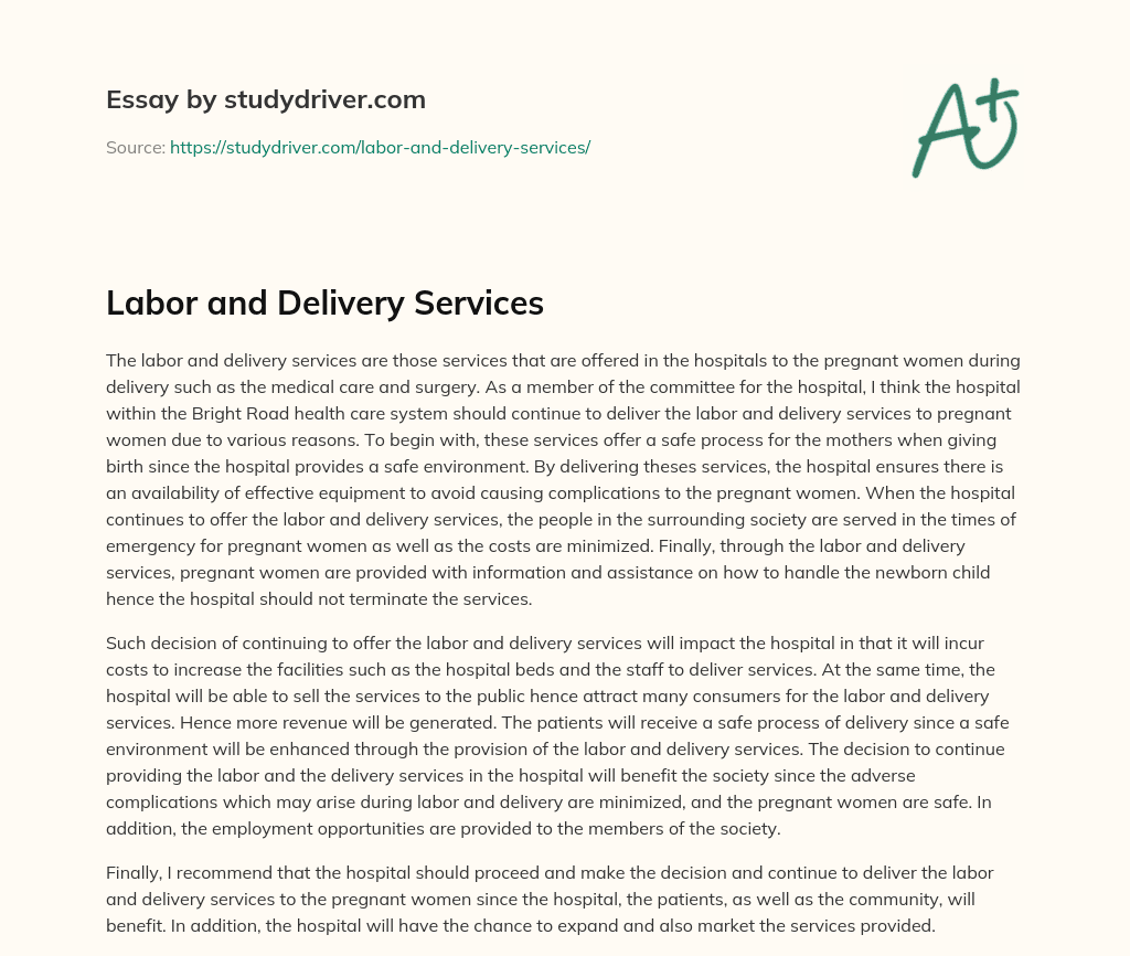 Labor and Delivery Services essay