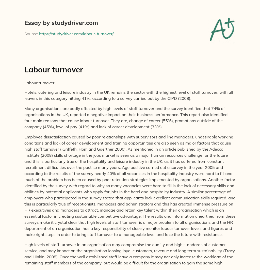 Labour Turnover essay