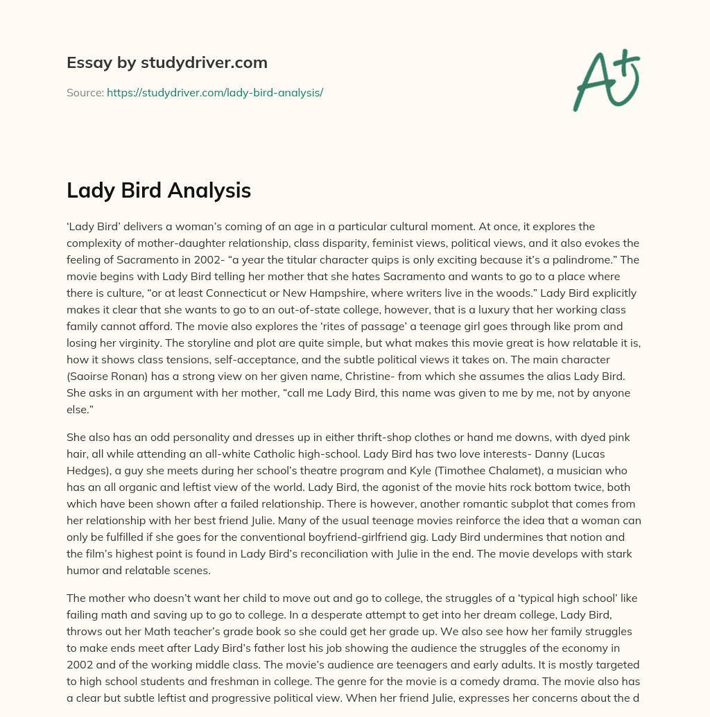 essay on lady bird