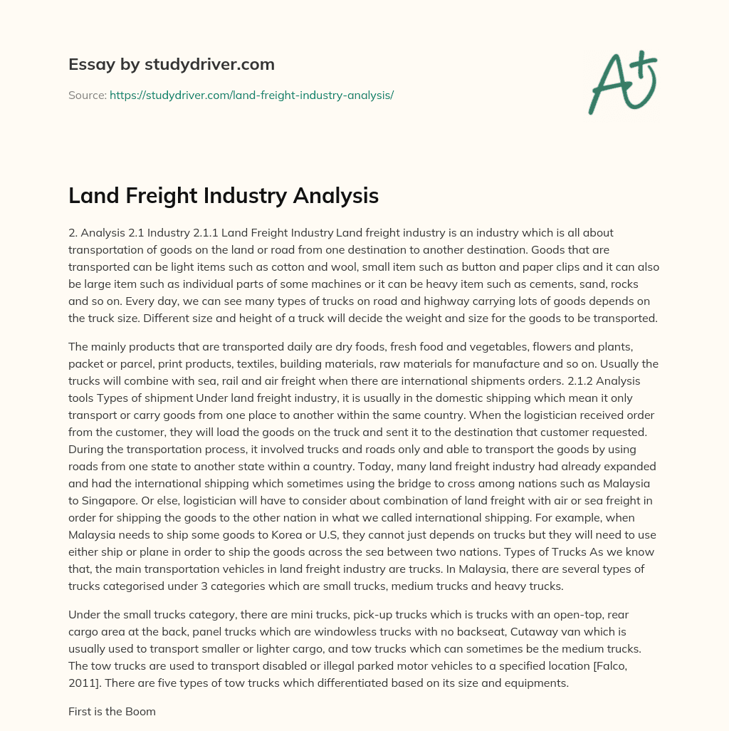 Land Freight Industry Analysis essay