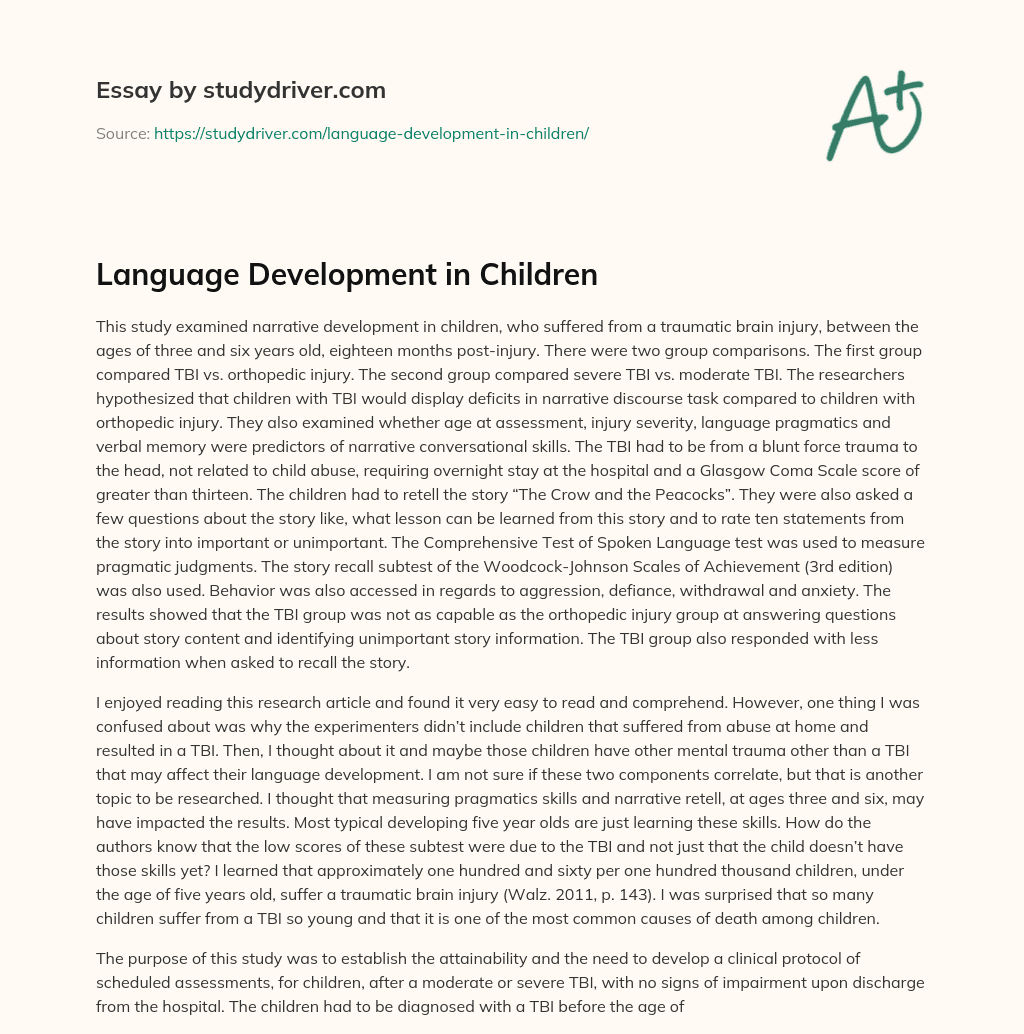 Language Development in Children essay