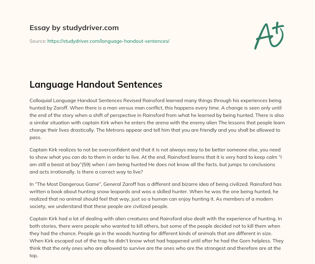 Language Handout Sentences essay