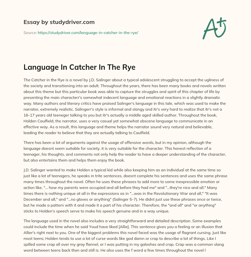 Language in Catcher in the Rye essay