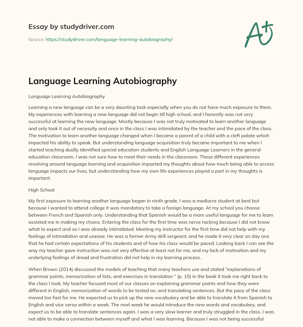 Language Learning Autobiography essay