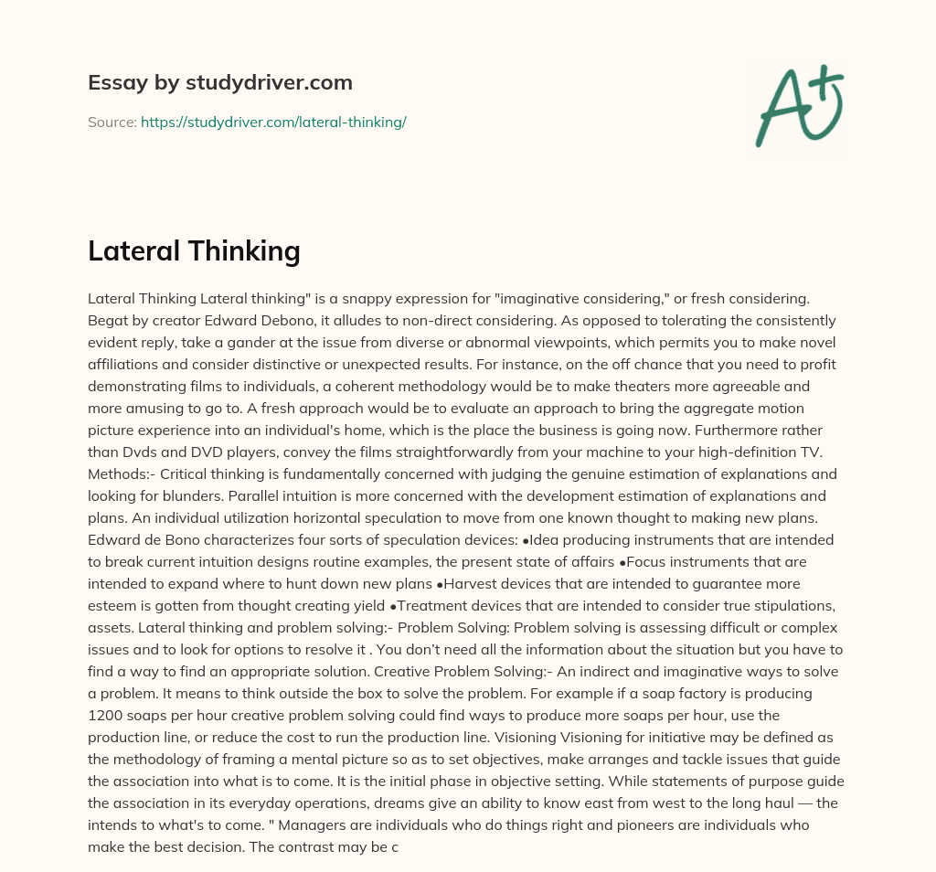 Lateral Thinking essay