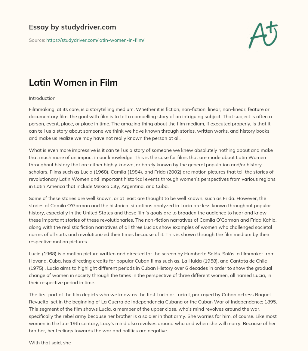 Latin Women in Film essay