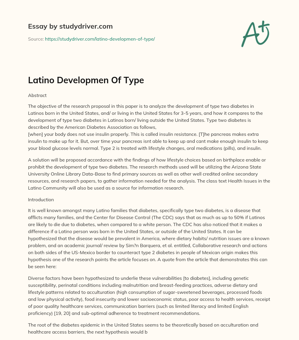 Latino Developmen of Type essay