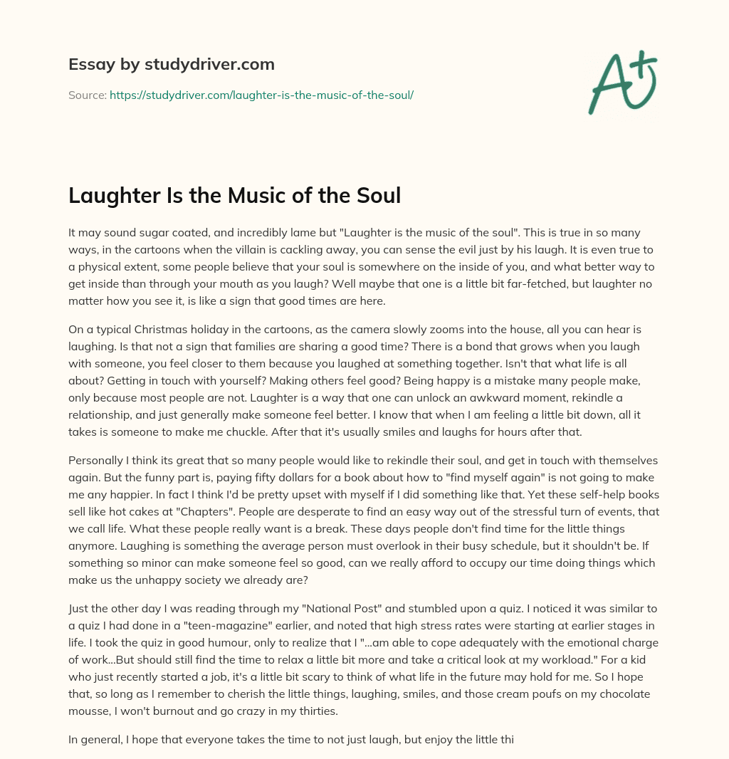 Laughter is the Music of the Soul essay