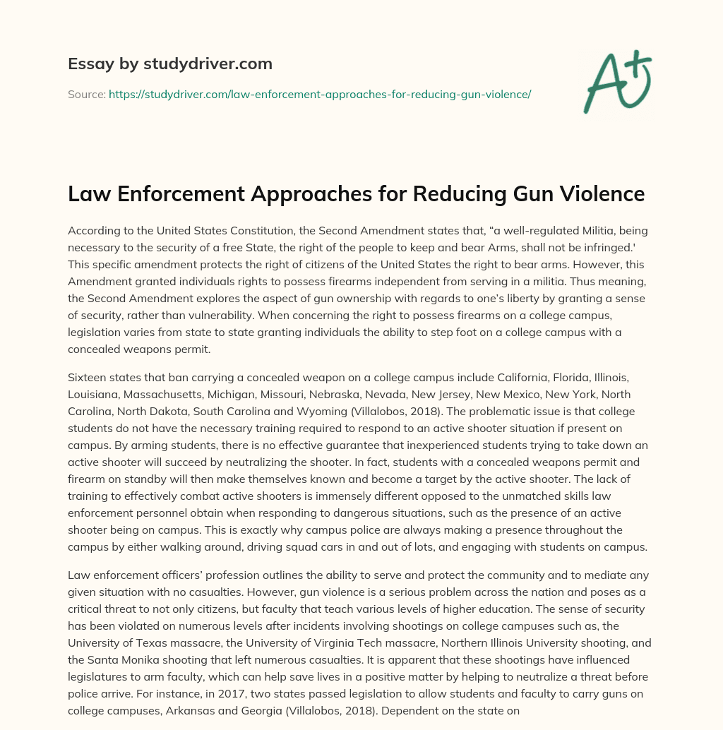 Law Enforcement Approaches for Reducing Gun Violence essay