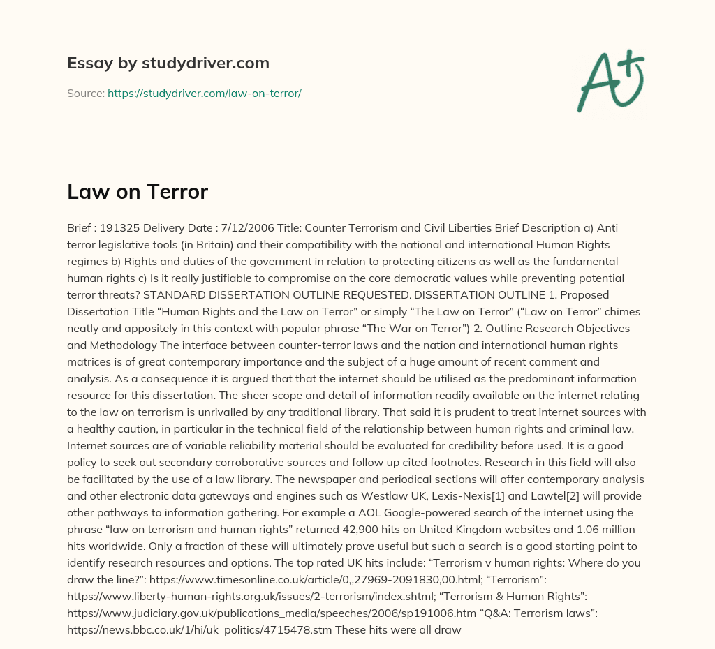 Law on Terror essay
