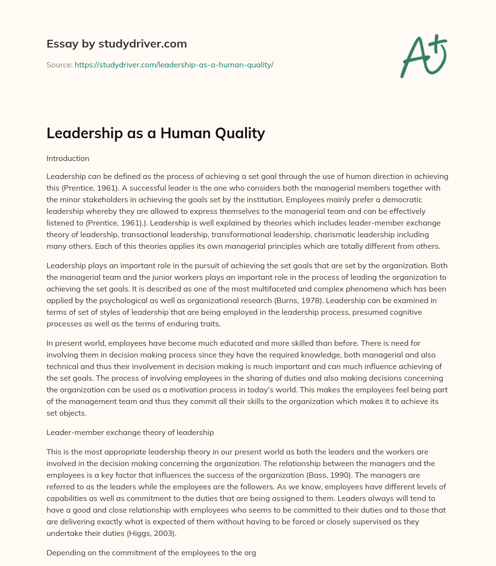 human quality essay