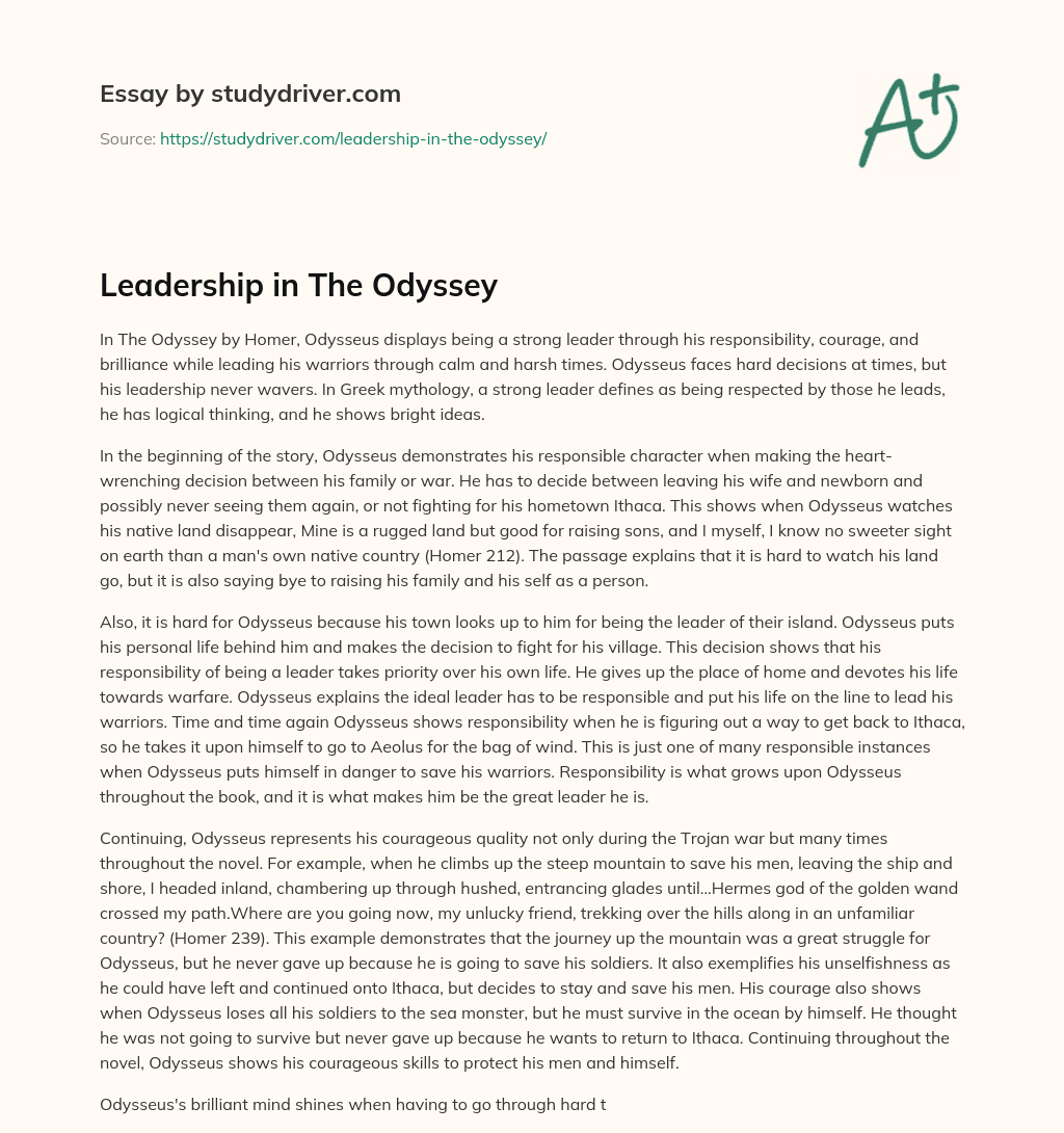 Leadership in the Odyssey essay