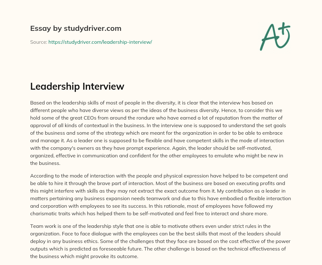 Leadership Interview essay