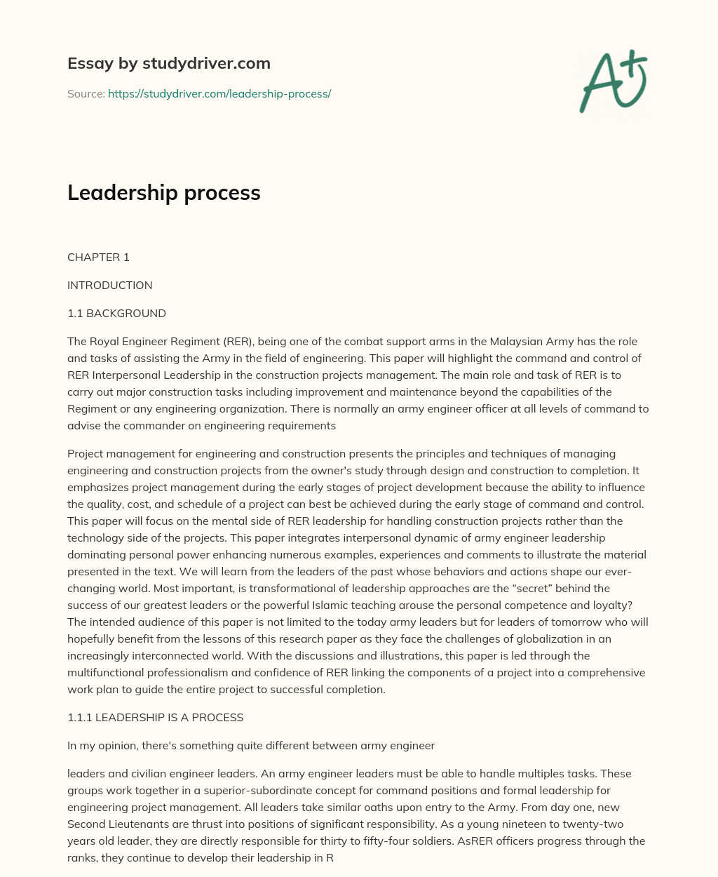 Leadership Process essay