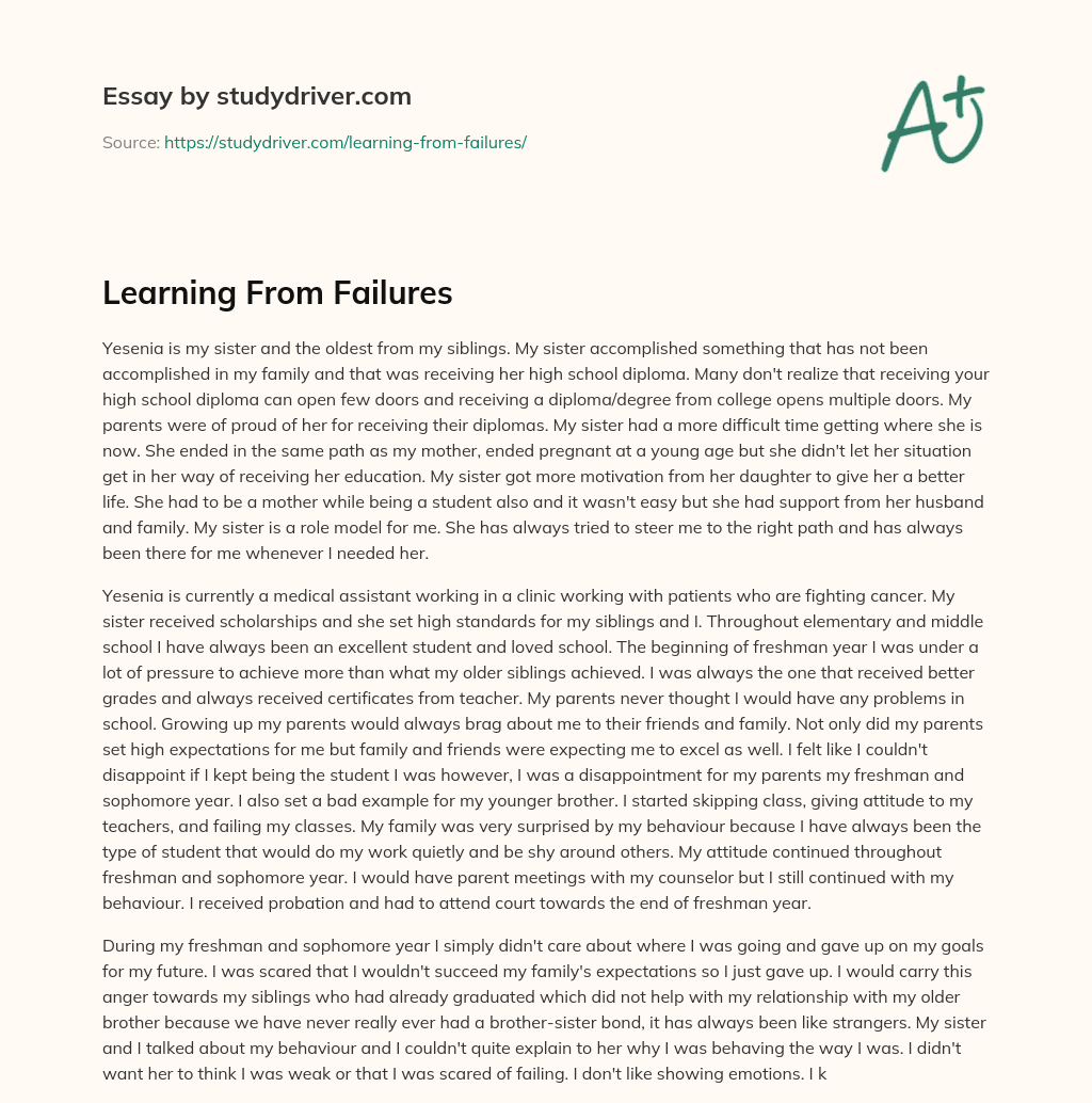 Learning from Failures essay