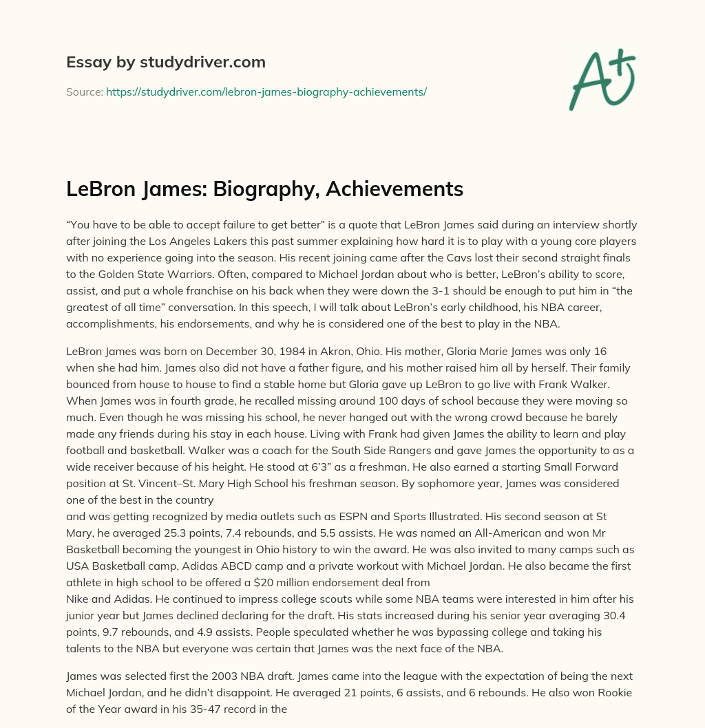 LeBron James: Biography, Achievements essay