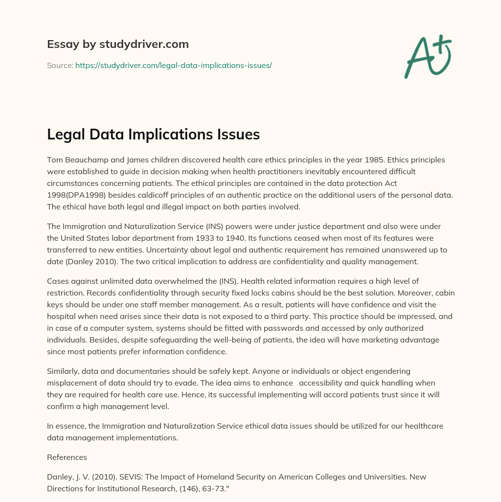 Legal Data Implications Issues essay
