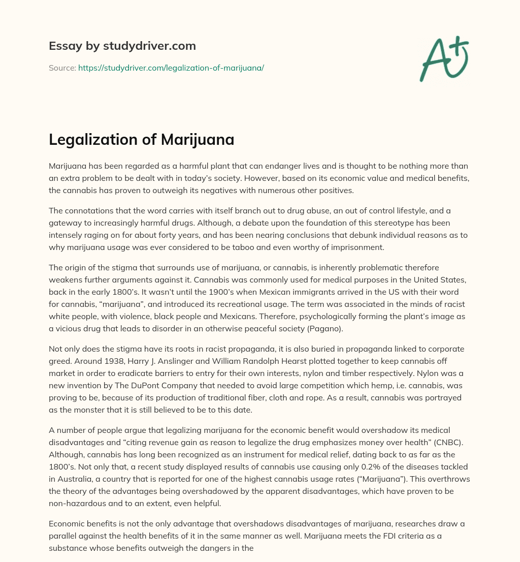 Legalization of Marijuana essay