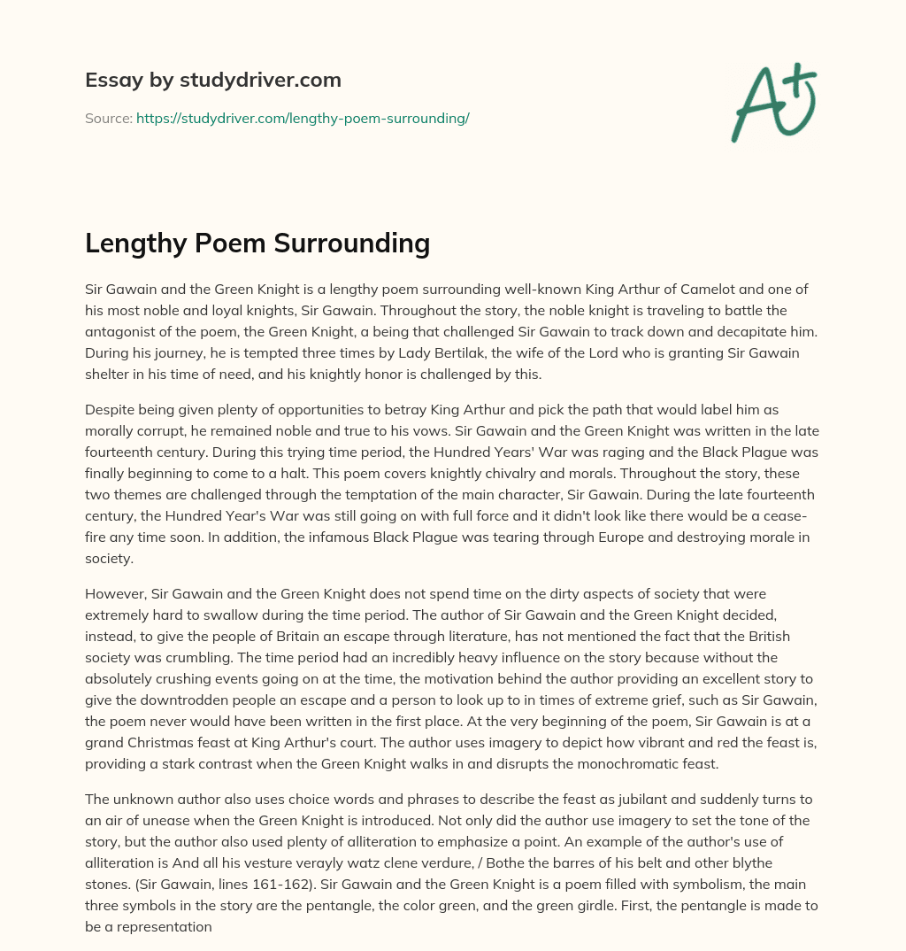 Lengthy Poem Surrounding essay