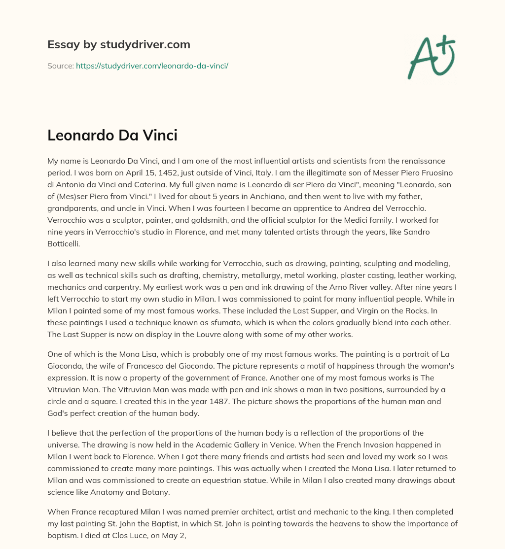 Leonardo Da Vinci essay