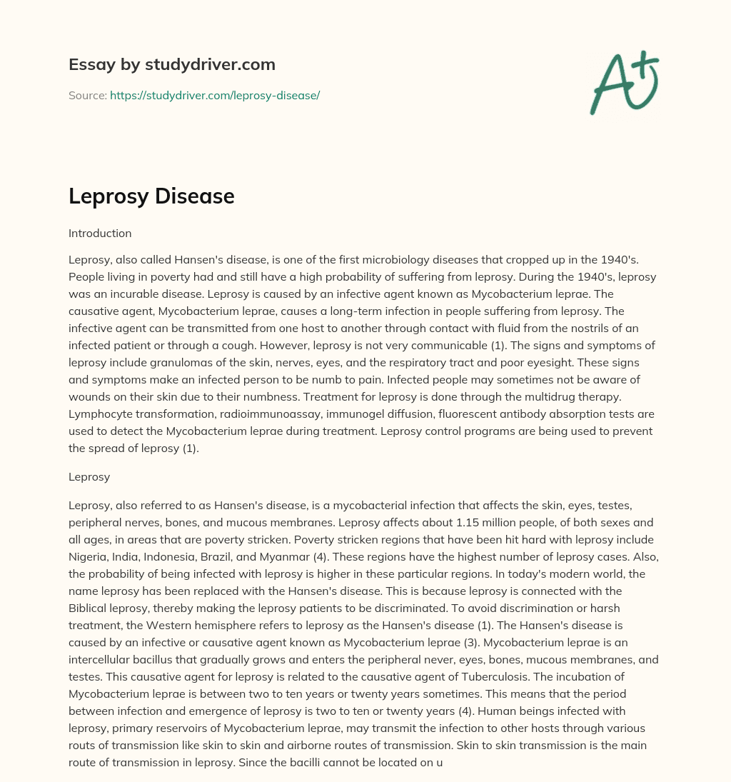 Leprosy Disease essay