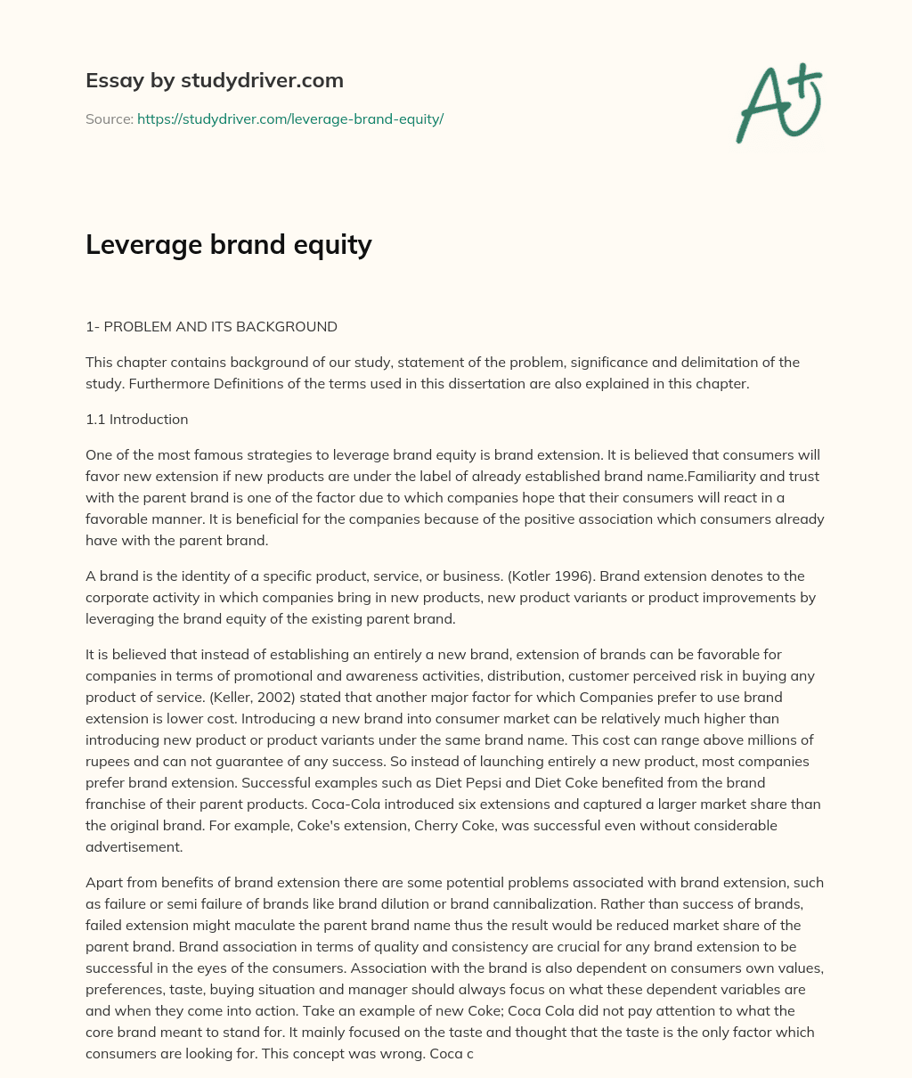 Leverage Brand Equity essay