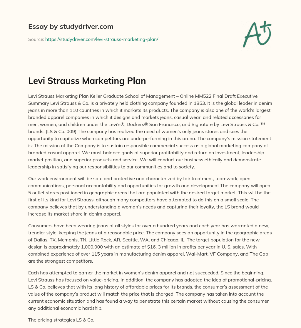 Levi Strauss Marketing Plan essay