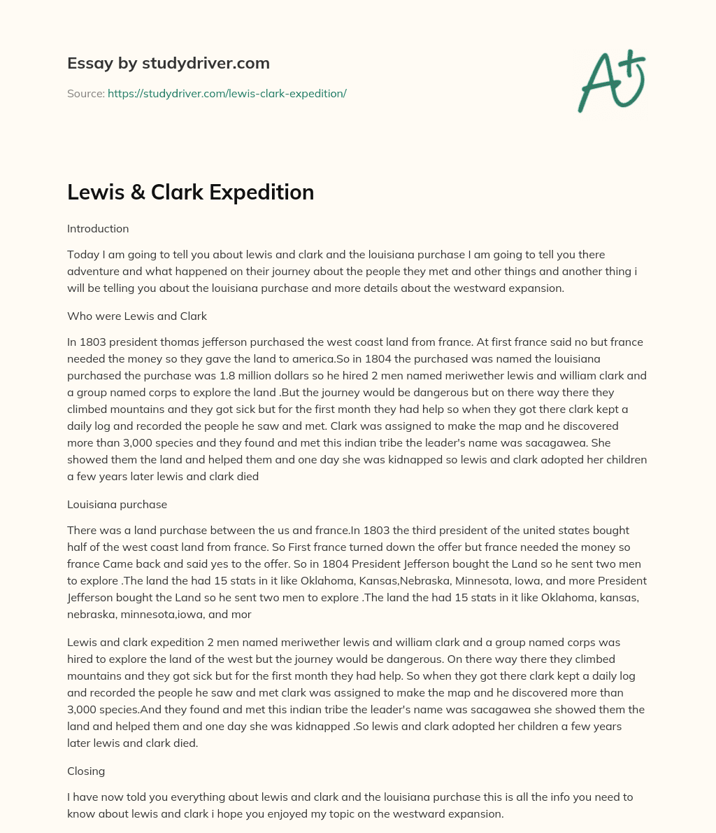 Lewis & Clark Expedition essay