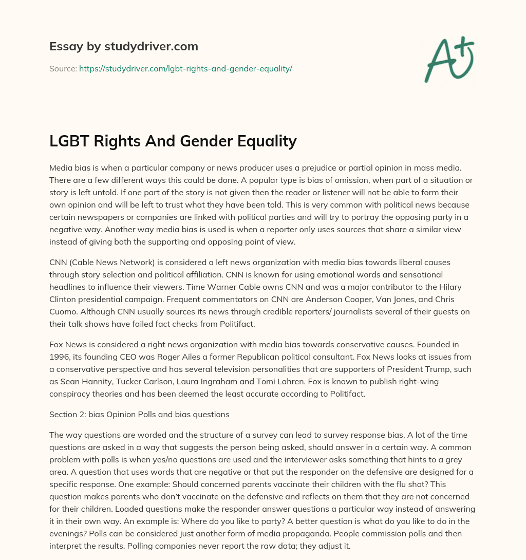 LGBT Rights and Gender Equality essay