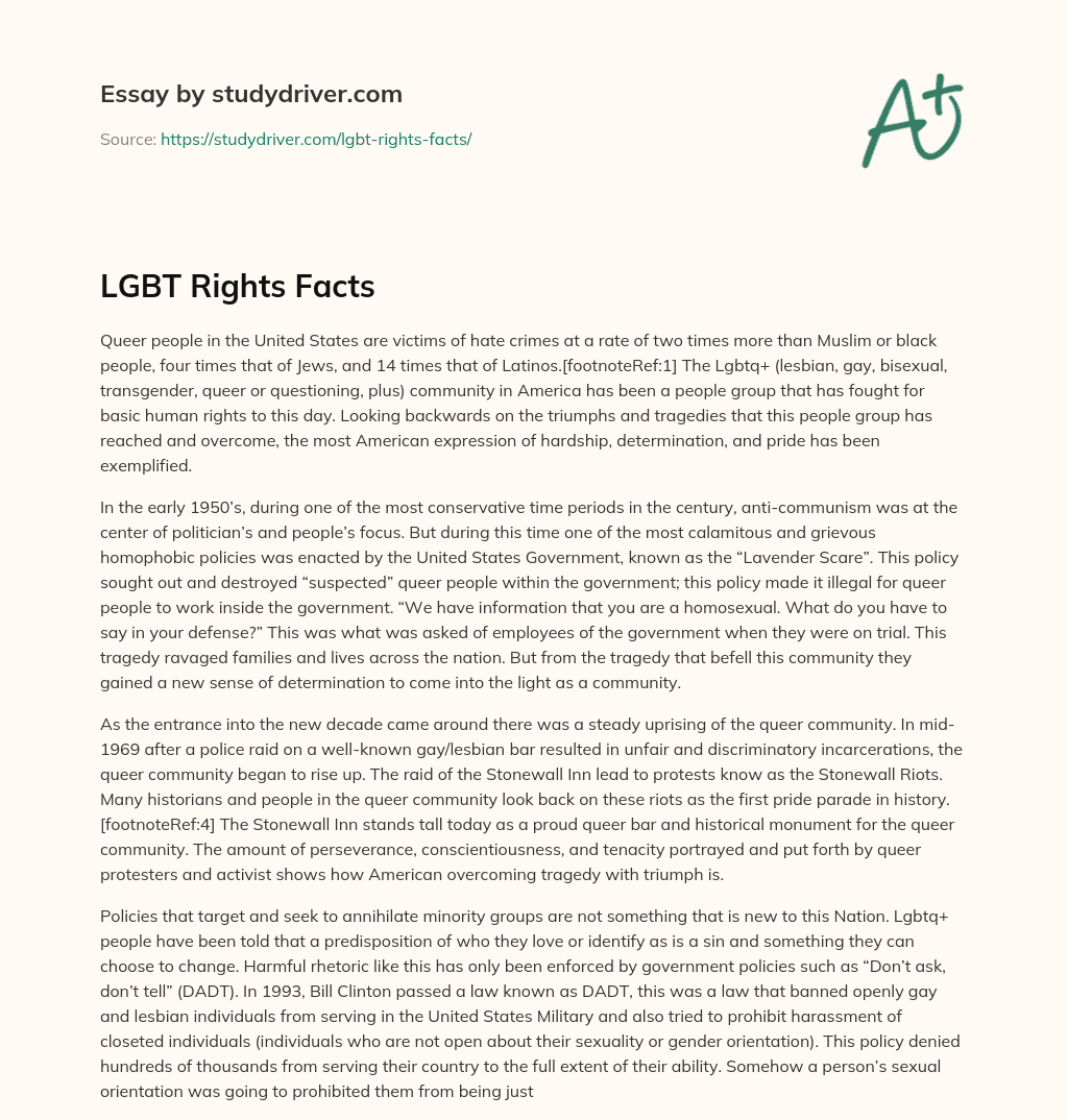 LGBT Rights Facts essay