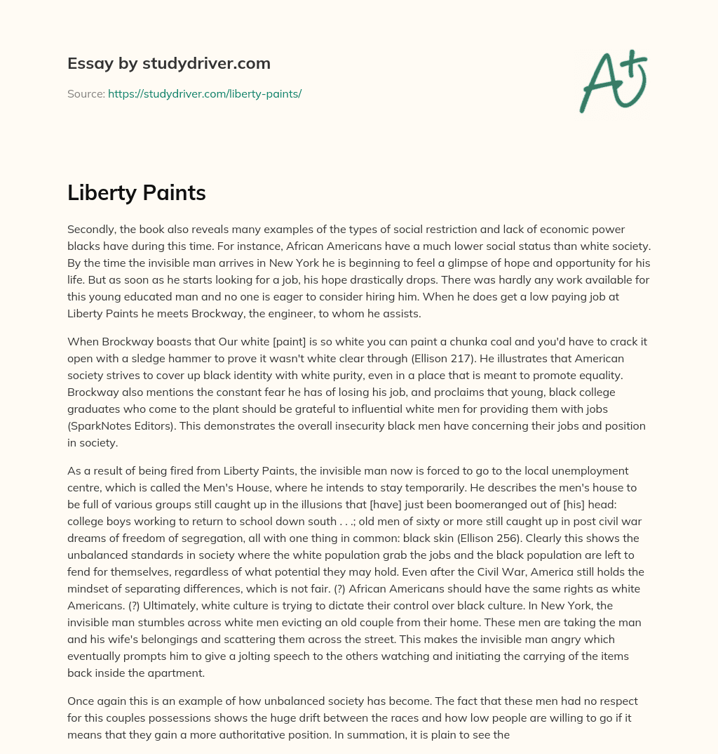 Liberty Paints essay