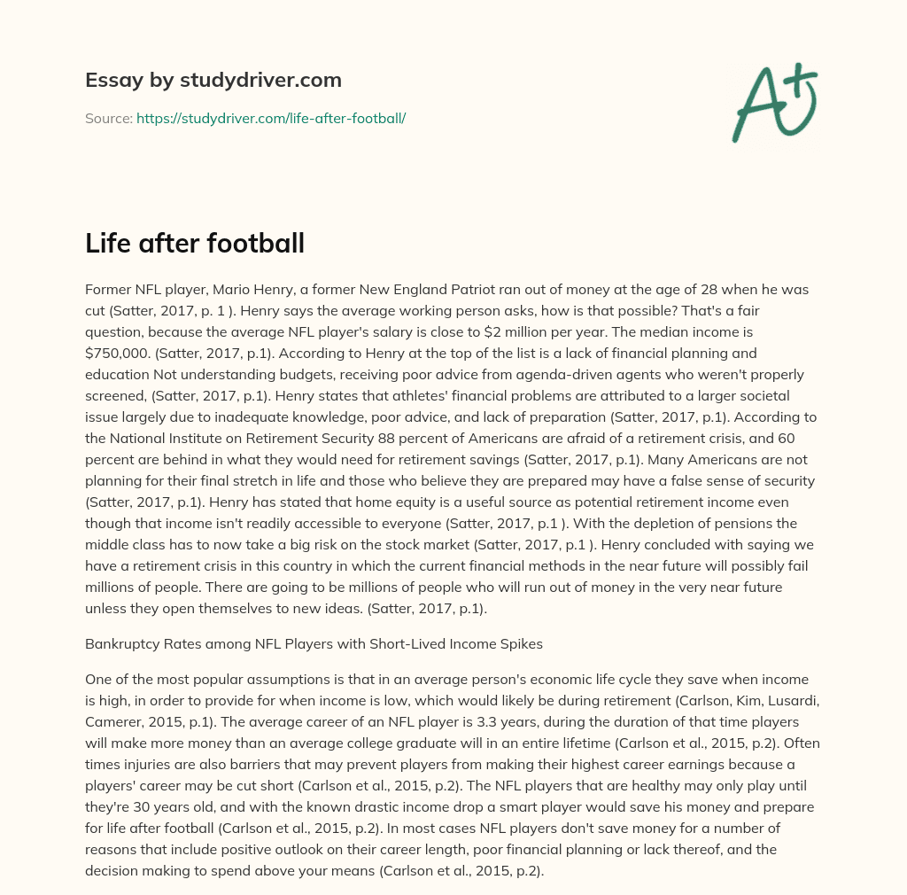 Life after Football essay