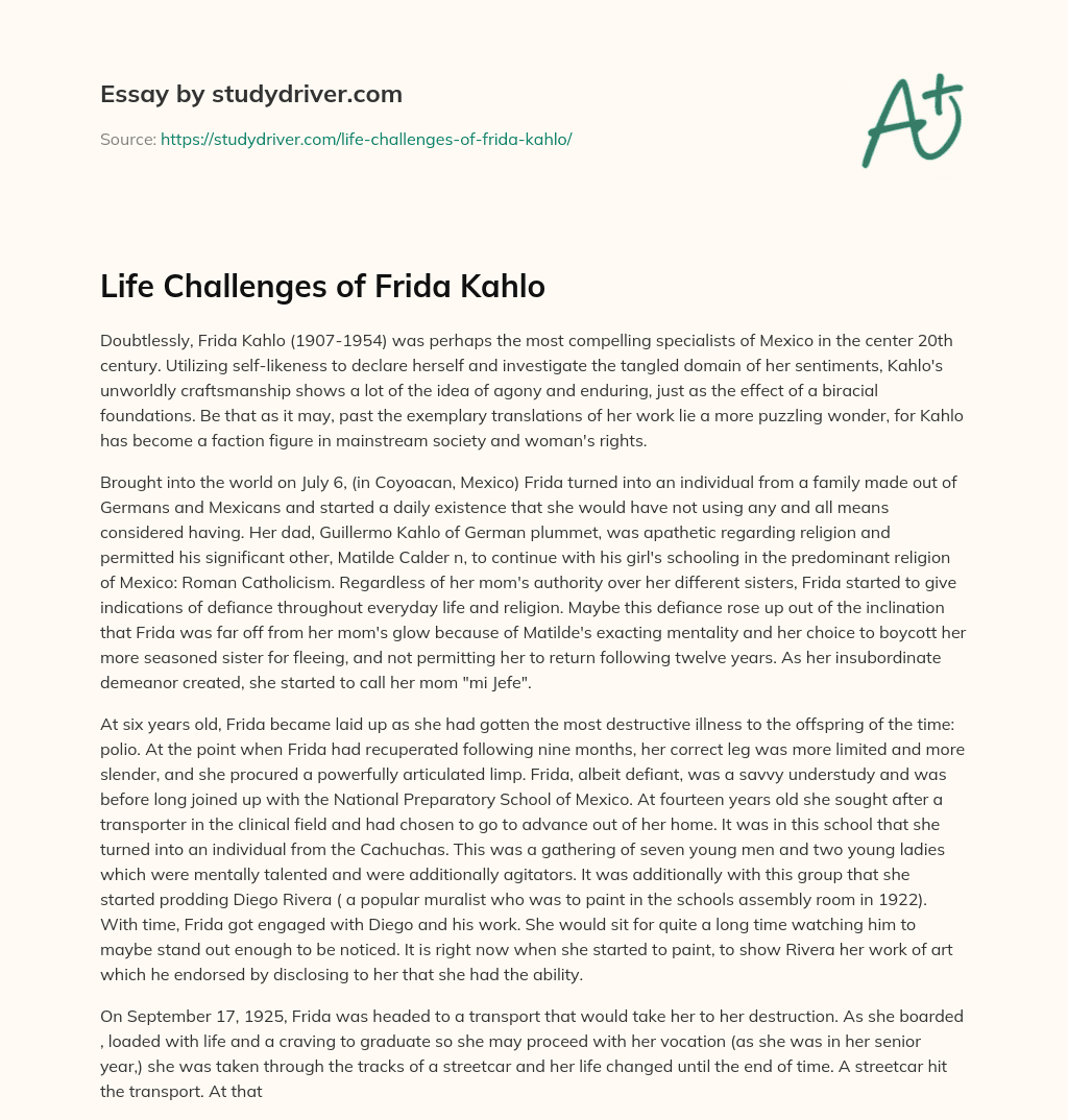 Life Challenges of Frida Kahlo essay