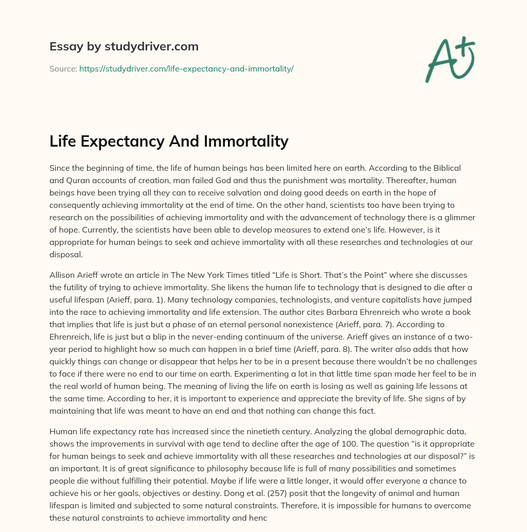 Life Expectancy and Immortality essay