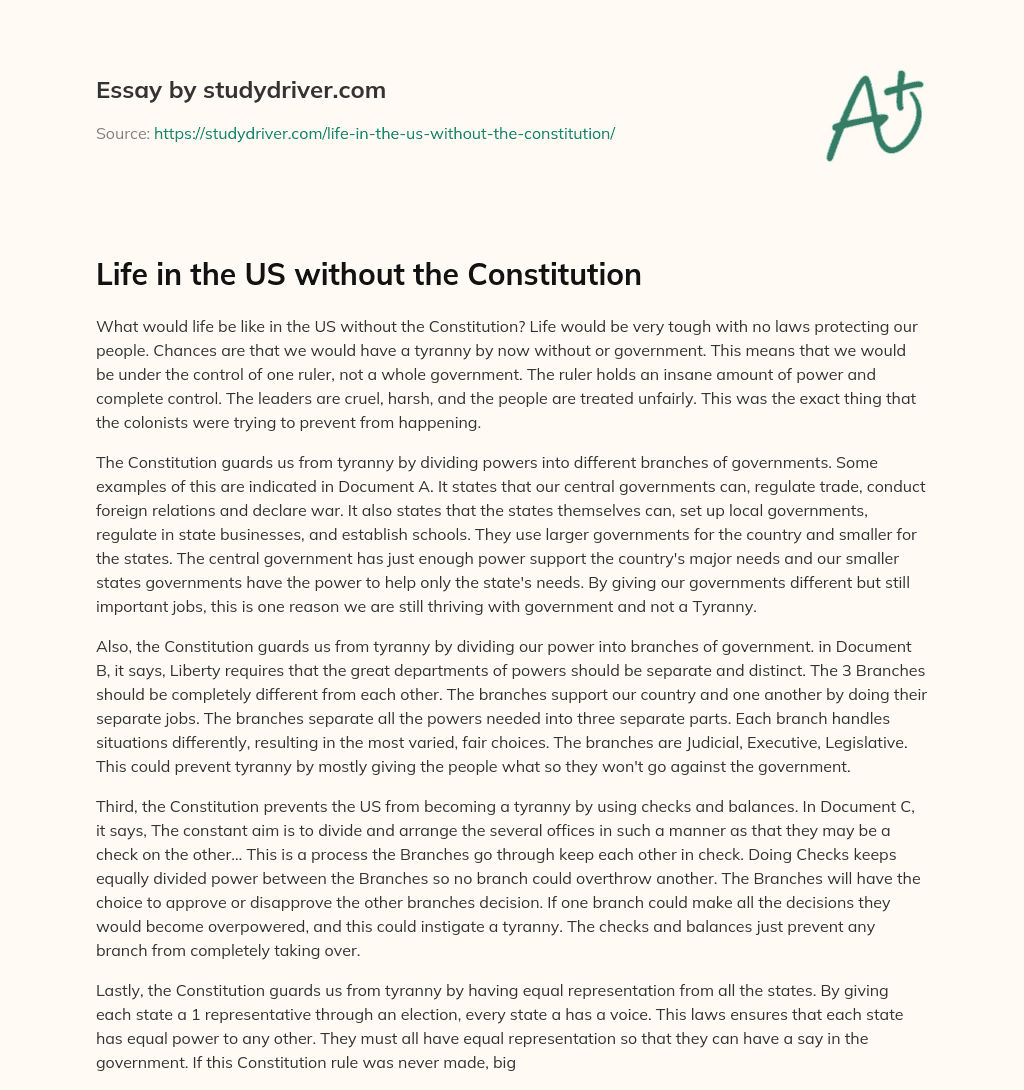 Life in the US Without the Constitution essay