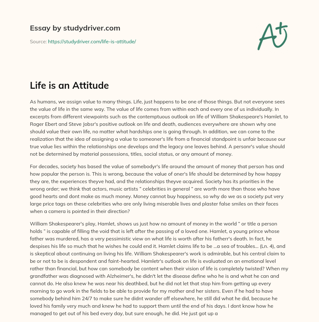 Life is an Attitude essay