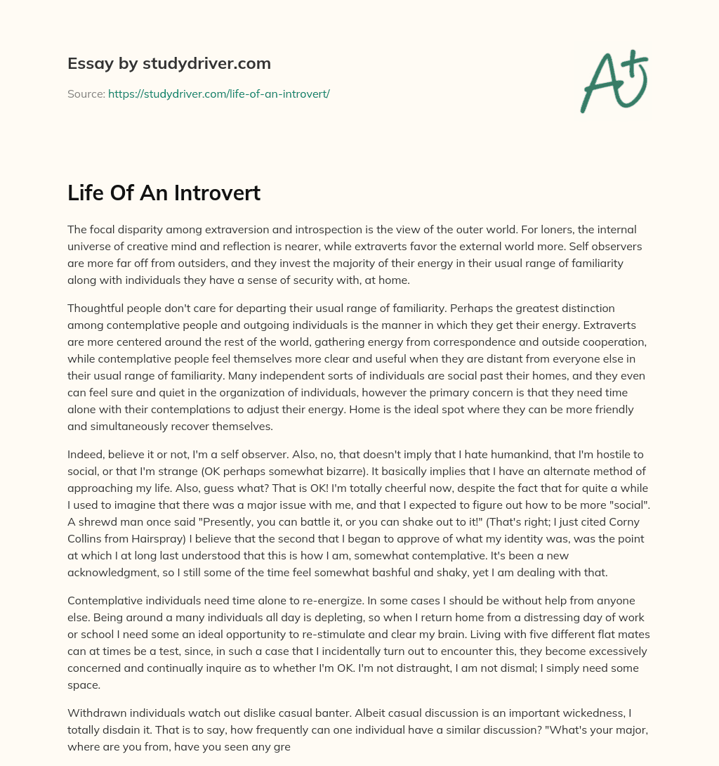 Life of an Introvert essay